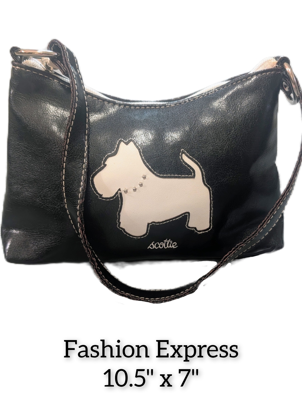 Black Scottie Appliqué Shoulder Bag